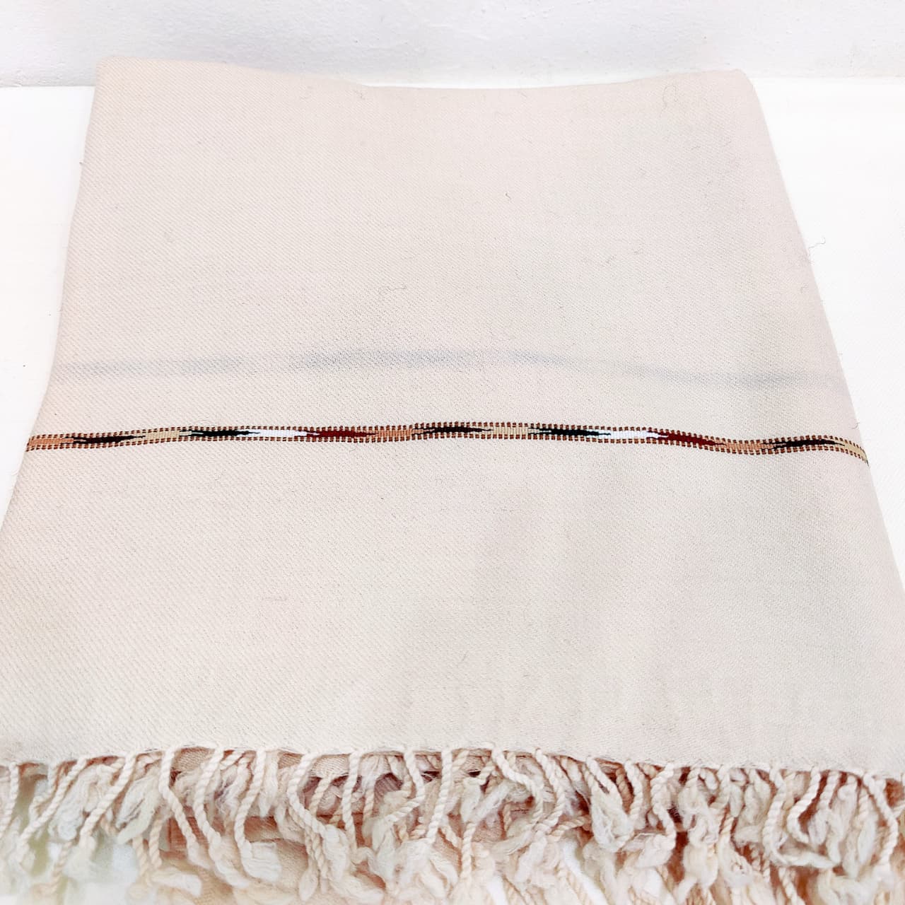 Cream Colour Chitrali Woolen Shawl