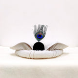 Elegant White Chitrali Pakool with Feather Accent