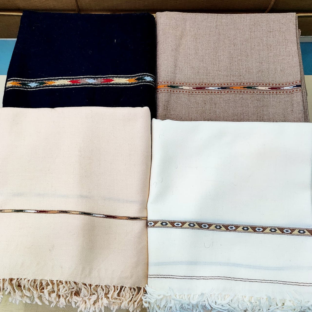 Cream Colour Chitrali Woolen Shawl